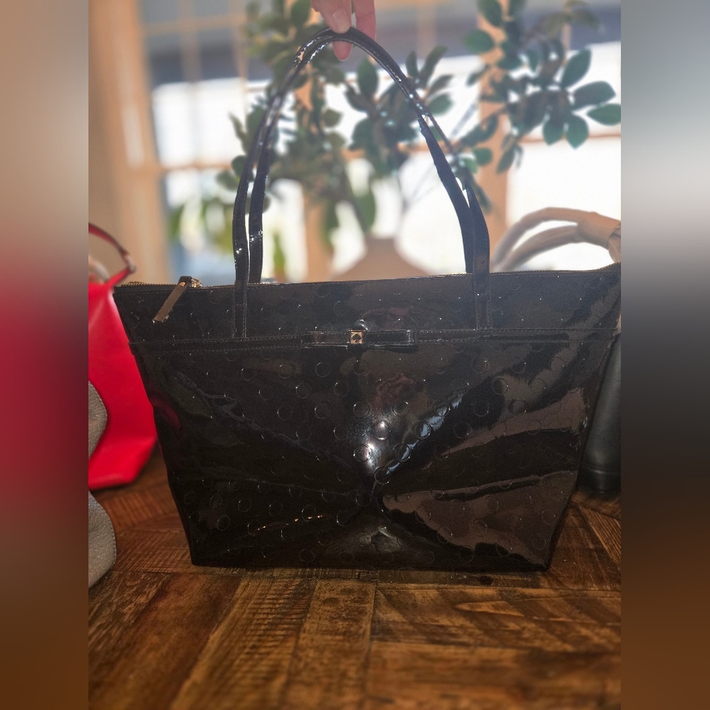 Kate Spade Elegant Black Patent Leather Tote Bag
